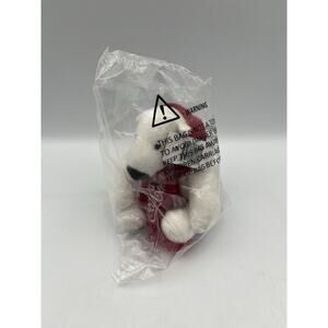 Coca Cola 4" Miniature Polar Bear Plush Stuffed Animal Red Knit Scarf NIP